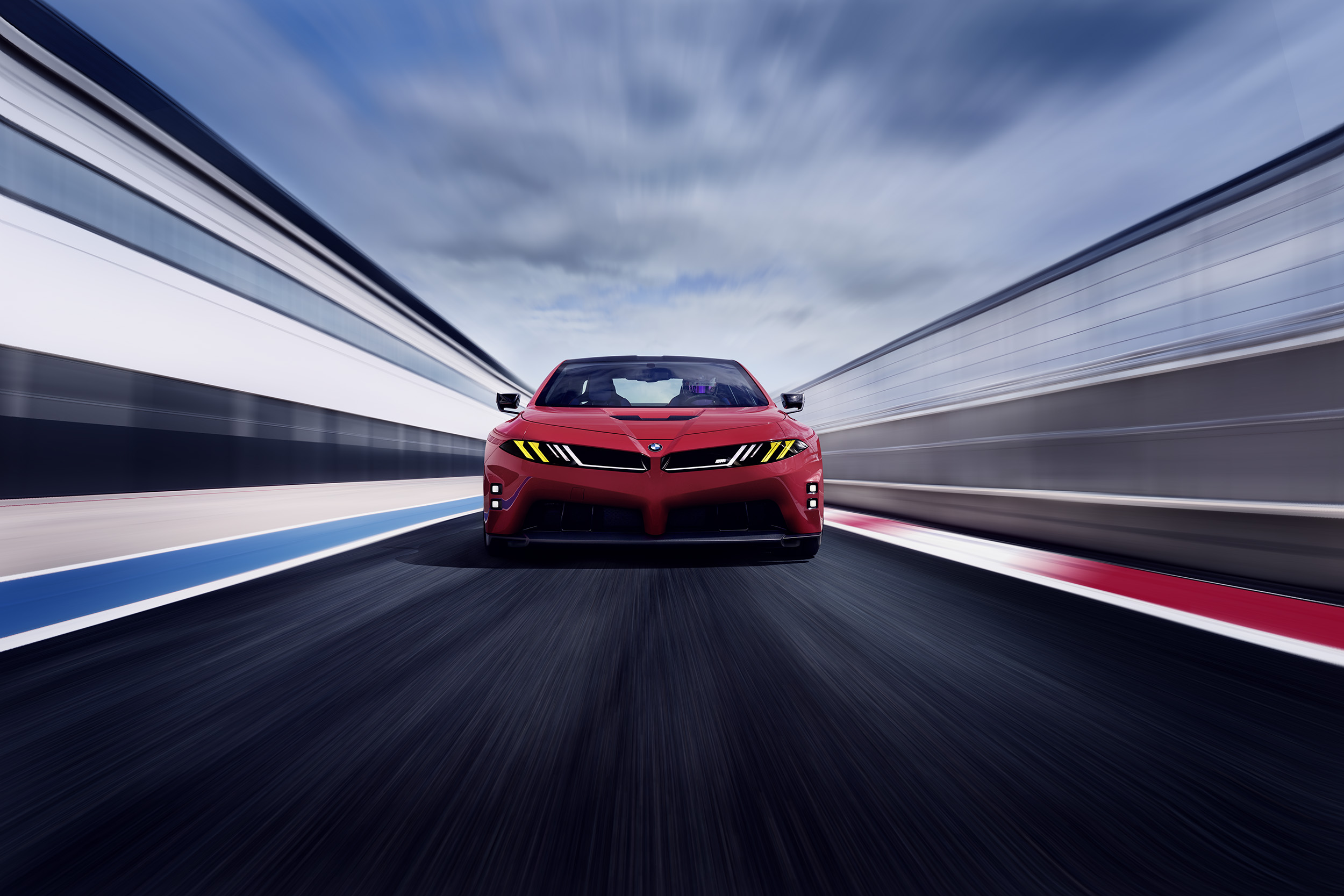 BMW M Concept Neue Klasse en color Monza Red durante su estreno mundial en las 24 Horas de Le Mans.