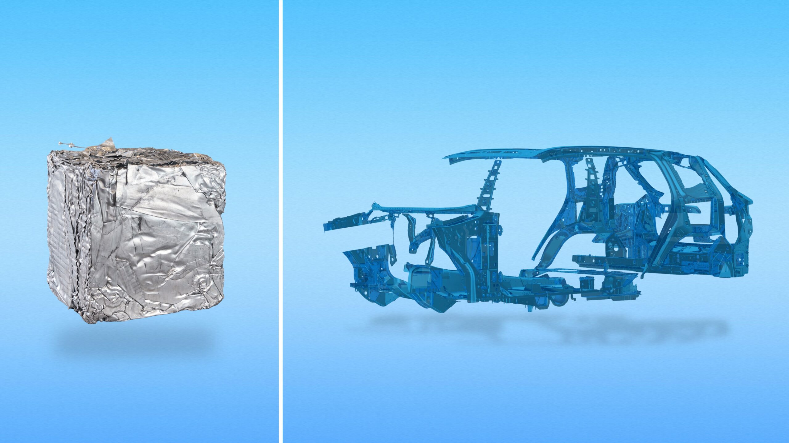 Material reciclado y estructura de carrocería del BMW X5, imagen que representa el enfoque de BMW Group en sostenibilidad, reducción de CO₂e y uso de materiales secundarios.
